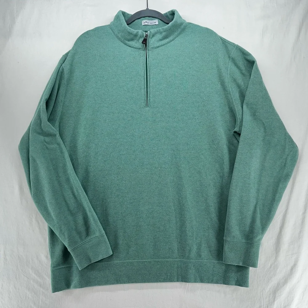 Peter Millar 1/4 Zip Cotton Blend Pullover Mint Green Men‎ Size XXL